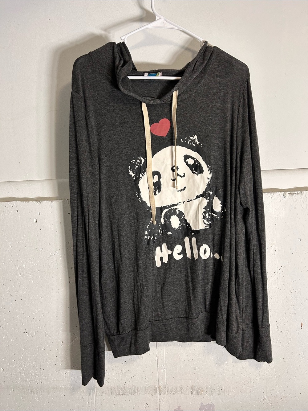 Womens Crewneck Sweatshirt with Panda Graphic - Dark Gray